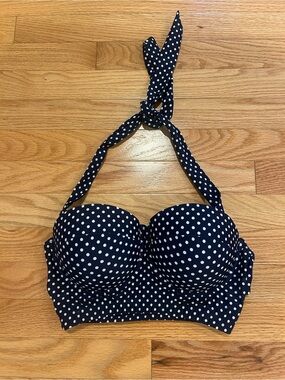 Navy Polka Dot Halter Bikini Top
